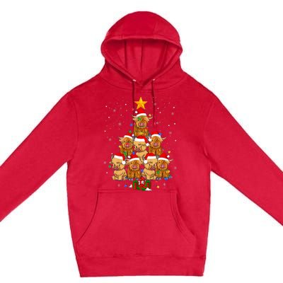 Scottish Highland Cow Christmas Tree Funny Cow Lover Xmas Premium Pullover Hoodie