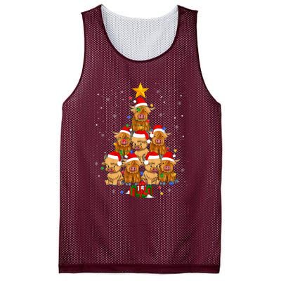 Scottish Highland Cow Christmas Tree Funny Cow Lover Xmas Mesh Reversible Basketball Jersey Tank