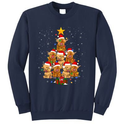 Scottish Highland Cow Christmas Tree Funny Cow Lover Xmas Sweatshirt