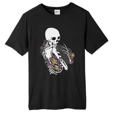 Skeleton Hugging Cat Flowers Skeleton Black Cat Tall Fusion ChromaSoft Performance T-Shirt