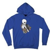 Skeleton Hugging Cat Flowers Skeleton Black Cat Tall Hoodie