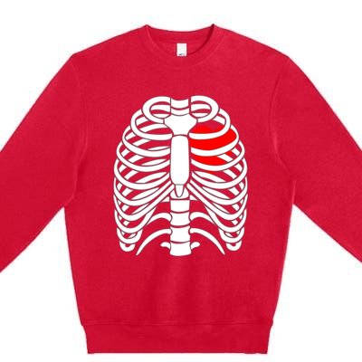 Skeleton Halloween Costume Gift Premium Crewneck Sweatshirt