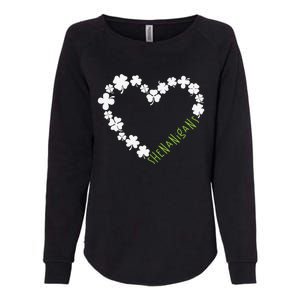 Shenanigans Heart Clover St Patricks Day Womens California Wash Sweatshirt