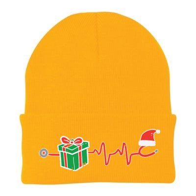 Stethoscope Heartbeat Christmas Nurse Xmas Nursing Scrub Top Knit Cap Winter Beanie