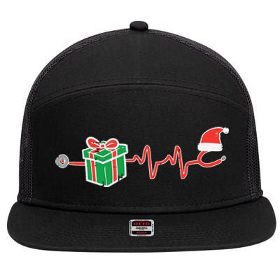 Stethoscope Heartbeat Christmas Nurse Xmas Nursing Scrub Top 7 Panel Mesh Trucker Snapback Hat