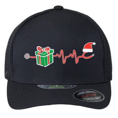 Stethoscope Heartbeat Christmas Nurse Xmas Nursing Scrub Top Flexfit Unipanel Trucker Cap