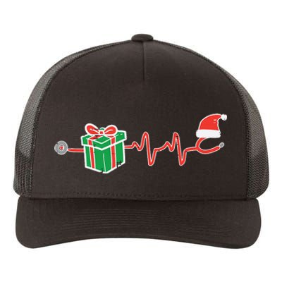 Stethoscope Heartbeat Christmas Nurse Xmas Nursing Scrub Top Yupoong Adult 5-Panel Trucker Hat