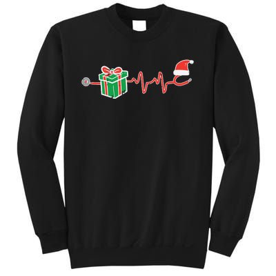 Stethoscope Heartbeat Christmas Nurse Xmas Nursing Scrub Top Sweatshirt