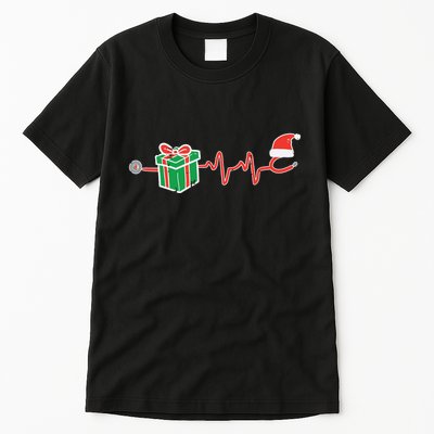 Stethoscope Heartbeat Christmas Nurse Xmas Nursing Scrub Top Tall T-Shirt
