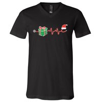 Stethoscope Heartbeat Christmas Nurse Xmas Nursing Scrub Top V-Neck T-Shirt