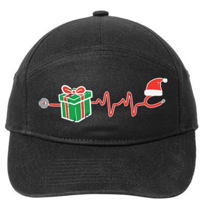 Stethoscope Heartbeat Christmas Nurse Xmas Nursing Scrub Top 7-Panel Snapback Hat