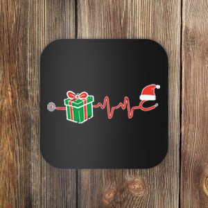 Stethoscope Heartbeat Christmas Nurse Xmas Nursing Scrub Top Coaster