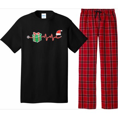 Stethoscope Heartbeat Christmas Nurse Xmas Nursing Scrub Top Pajama Set