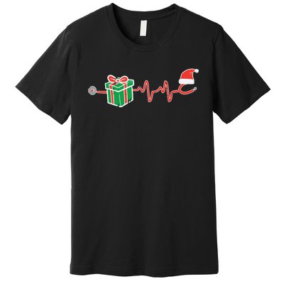 Stethoscope Heartbeat Christmas Nurse Xmas Nursing Scrub Top Premium T-Shirt