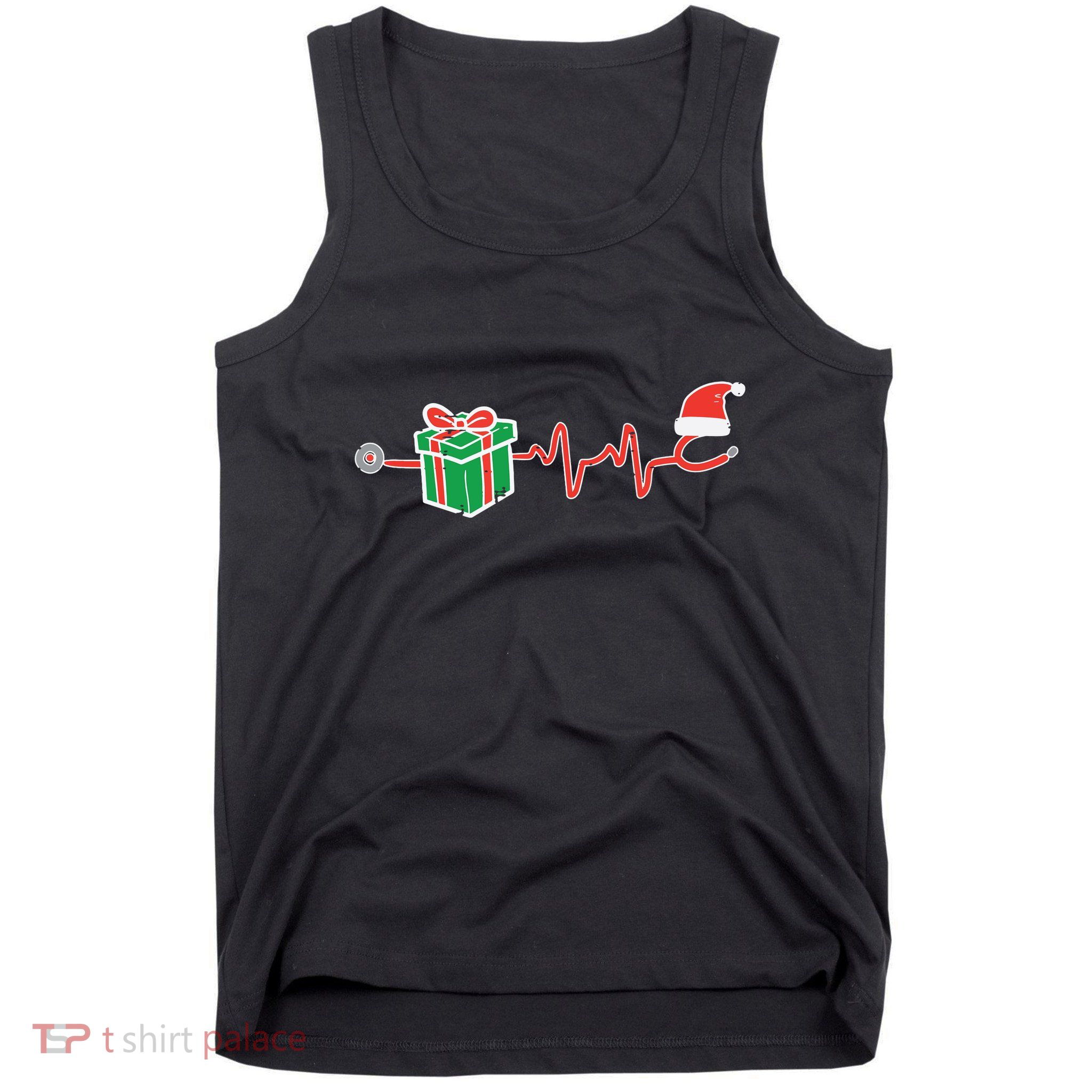 Stethoscope Heartbeat Christmas Nurse Xmas Nursing Scrub Top Tank Top