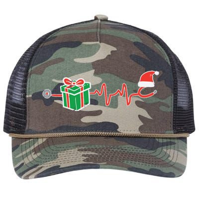 Stethoscope Heartbeat Christmas Nurse Xmas Nursing Scrub Top Retro Rope Trucker Hat Cap