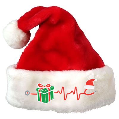 Stethoscope Heartbeat Christmas Nurse Xmas Nursing Scrub Top Premium Christmas Santa Hat