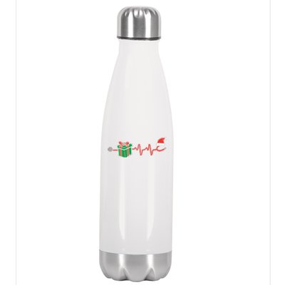 Stethoscope Heartbeat Christmas Nurse Xmas Nursing Scrub Top Stainless Steel Insulated Water Bottle