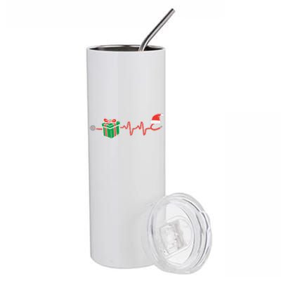 Stethoscope Heartbeat Christmas Nurse Xmas Nursing Scrub Top Stainless Steel Tumbler