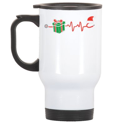 Stethoscope Heartbeat Christmas Nurse Xmas Nursing Scrub Top Stainless Steel Travel Mug