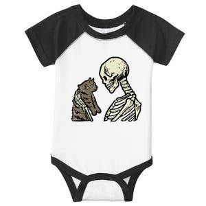 Skeleton Holding Cat Funny Halloween Skull Infant Baby Jersey Bodysuit