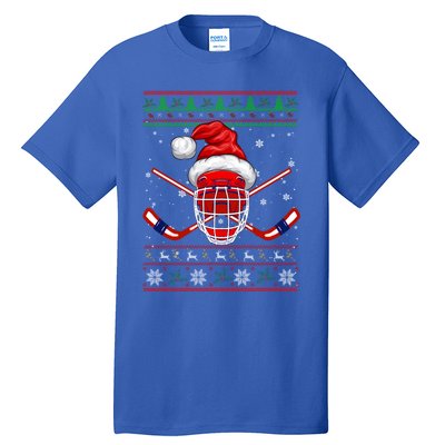 Santa Hockey Christmas Sweater Santa Hockey Player Meaningful Gift Tall T-Shirt