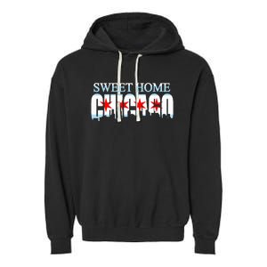 Sweet Home Chicago Flag Skyline Garment-Dyed Fleece Hoodie