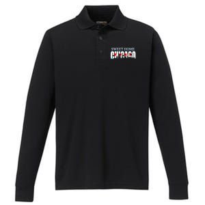 Sweet Home Chicago Flag Skyline Performance Long Sleeve Polo