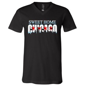 Sweet Home Chicago Flag Skyline V-Neck T-Shirt