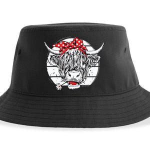 Scottish Highland Cow Cattle Hairy Cow Flowers Sustainable Bucket Hat