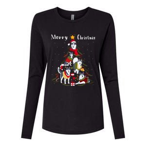 Siberian Husky Christmas Tree Xmas Dog Lover Gift Womens Cotton Relaxed Long Sleeve T-Shirt