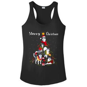 Siberian Husky Christmas Tree Xmas Dog Lover Gift Ladies PosiCharge Competitor Racerback Tank