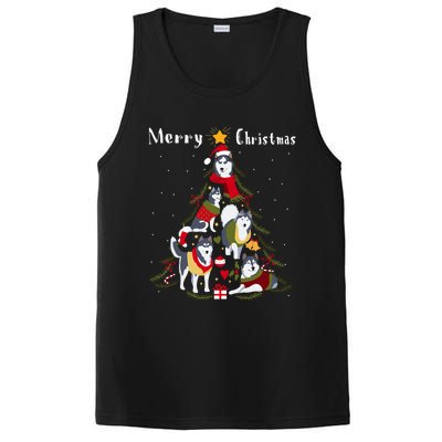 Siberian Husky Christmas Tree Xmas Dog Lover Gift PosiCharge Competitor Tank