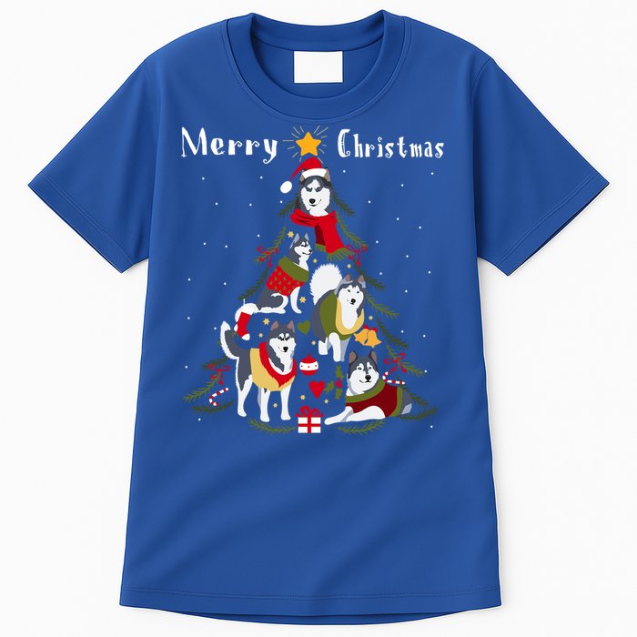 Siberian Husky Christmas Tree Xmas Dog Lover Gift Tall T-Shirt