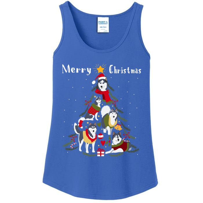 Siberian Husky Christmas Tree Xmas Dog Lover Gift Ladies Essential Tank