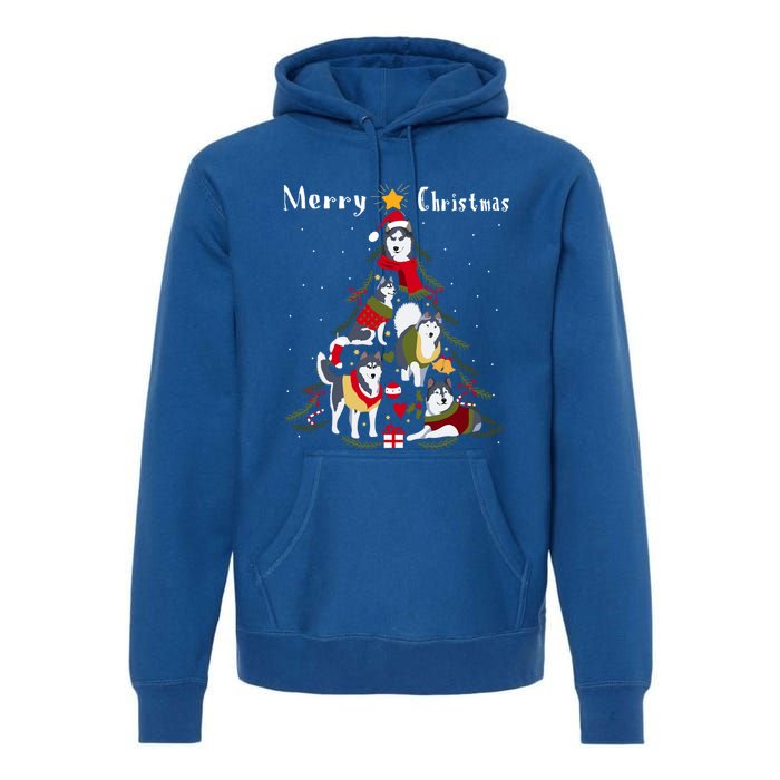 Siberian Husky Christmas Tree Xmas Dog Lover Gift Premium Hoodie