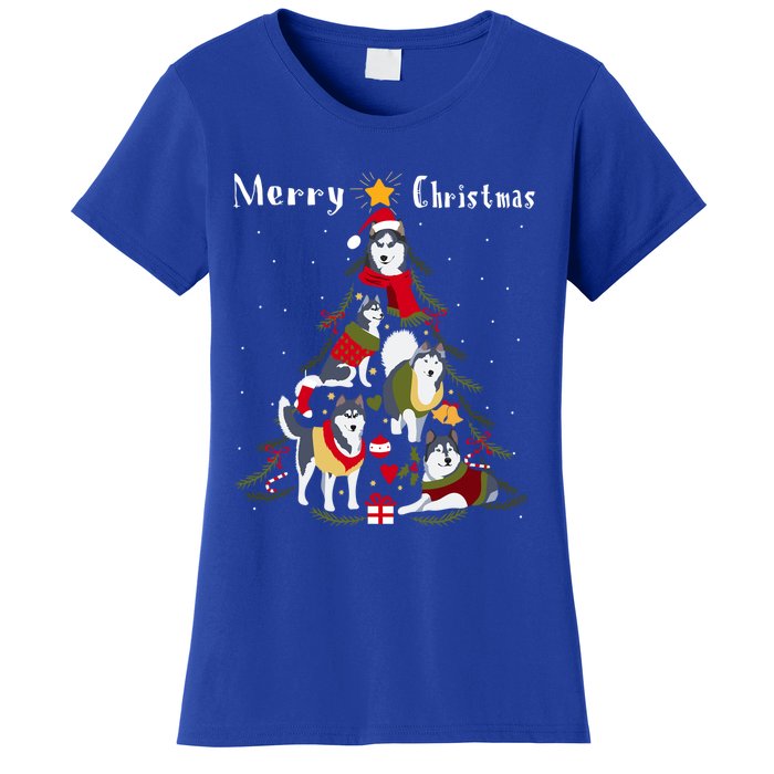 Siberian Husky Christmas Tree Xmas Dog Lover Gift Women's T-Shirt