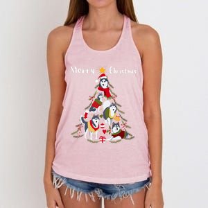 Siberian Husky Christmas Tree Xmas Dog Lover Gift Women's Knotted Racerback Tank