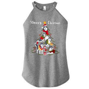 Siberian Husky Christmas Tree Xmas Dog Lover Gift Women's Perfect Tri Rocker Tank