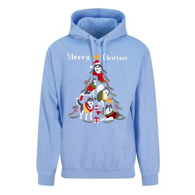 Siberian Husky Christmas Tree Xmas Dog Lover Gift Unisex Surf Hoodie