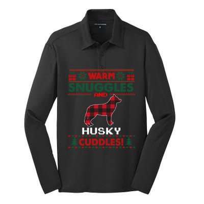 Siberian Husky Christmas Pajama Cute Gift Ugly Christmas Sweater Gift Silk Touch Performance Long Sleeve Polo