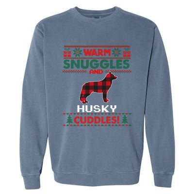 Siberian Husky Christmas Pajama Cute Gift Ugly Christmas Sweater Gift Garment-Dyed Sweatshirt