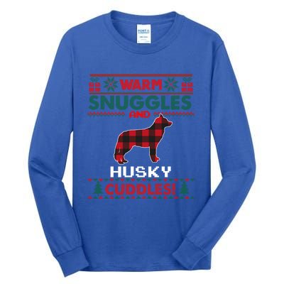 Siberian Husky Christmas Pajama Cute Gift Ugly Christmas Sweater Gift Tall Long Sleeve T-Shirt