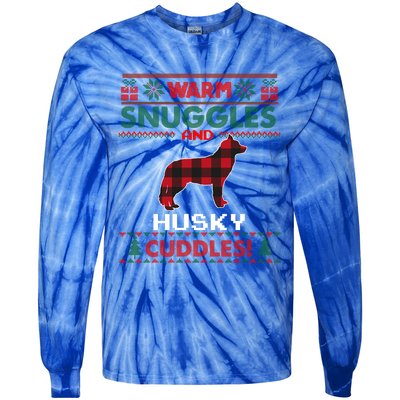 Siberian Husky Christmas Pajama Cute Gift Ugly Christmas Sweater Gift Tie-Dye Long Sleeve Shirt