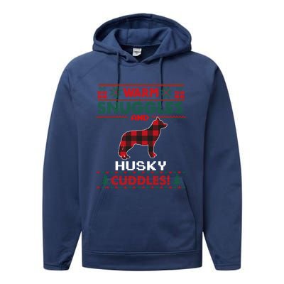 Siberian Husky Christmas Pajama Cute Gift Ugly Christmas Sweater Gift Performance Fleece Hoodie