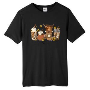 Scottish Highland Cow Sunflower Fall Vibes Coffee Lover Tall Fusion ChromaSoft Performance T-Shirt