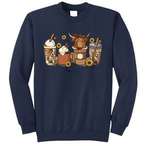 Scottish Highland Cow Sunflower Fall Vibes Coffee Lover Sweatshirt