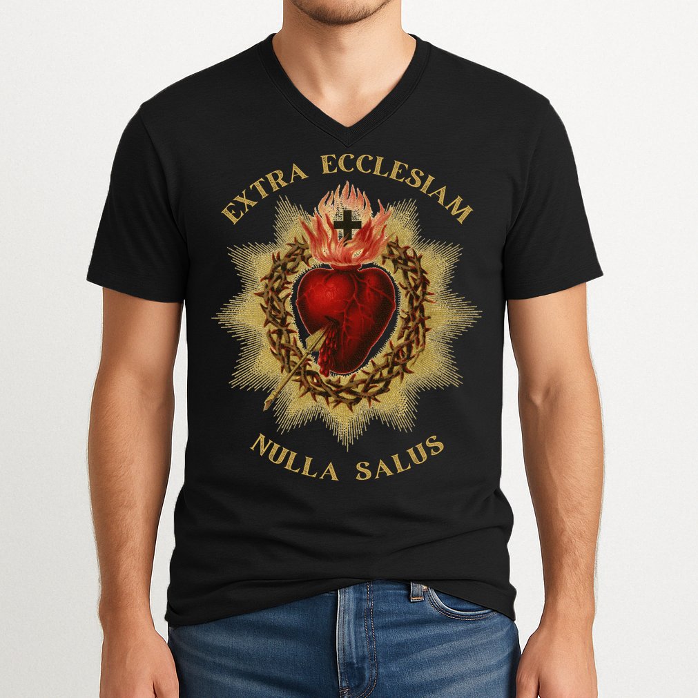 Roman Catholic Sacred Heart Conservative Gift V-Neck T-Shirt