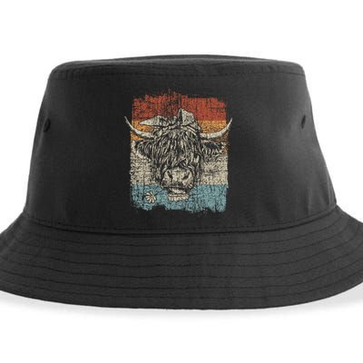 Scottish Highland Cow Cattle Hairy Cow Flowers Woman Sustainable Bucket Hat