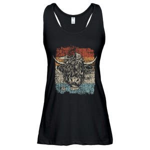 Scottish Highland Cow Cattle Hairy Cow Flowers Woman Ladies Essential Flowy Tank